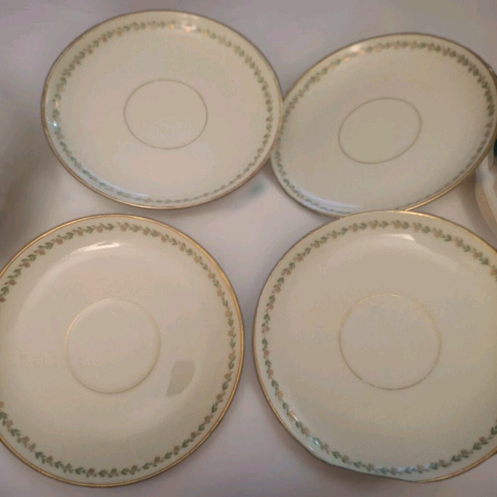 Limoges France W.Gubrin & Co Saucer Plat Gold Trim set of 4 Fall COLORS